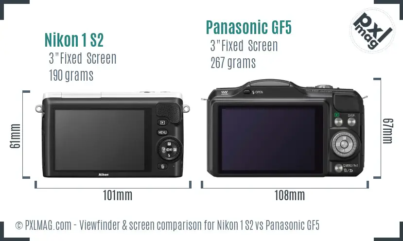 Nikon 1 S2 vs Panasonic GF5 Screen and Viewfinder comparison