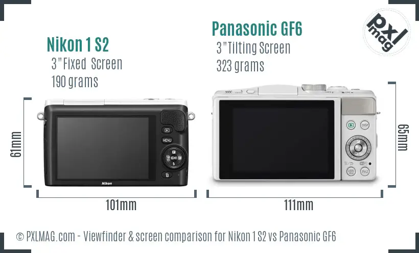 Nikon 1 S2 vs Panasonic GF6 Screen and Viewfinder comparison