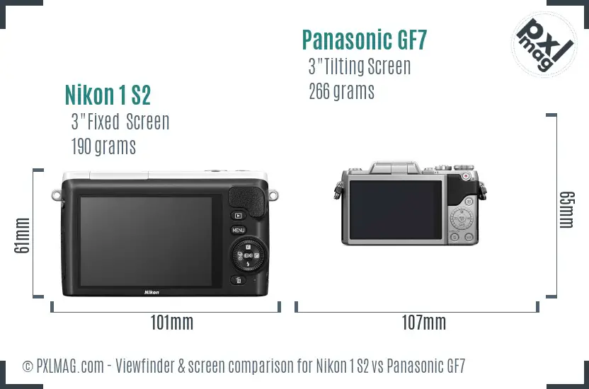 Nikon 1 S2 vs Panasonic GF7 Screen and Viewfinder comparison