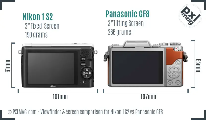 Nikon 1 S2 vs Panasonic GF8 Screen and Viewfinder comparison Nikon 1 S2 vs Panasonic GF8 Screen and Viewfinder comparison