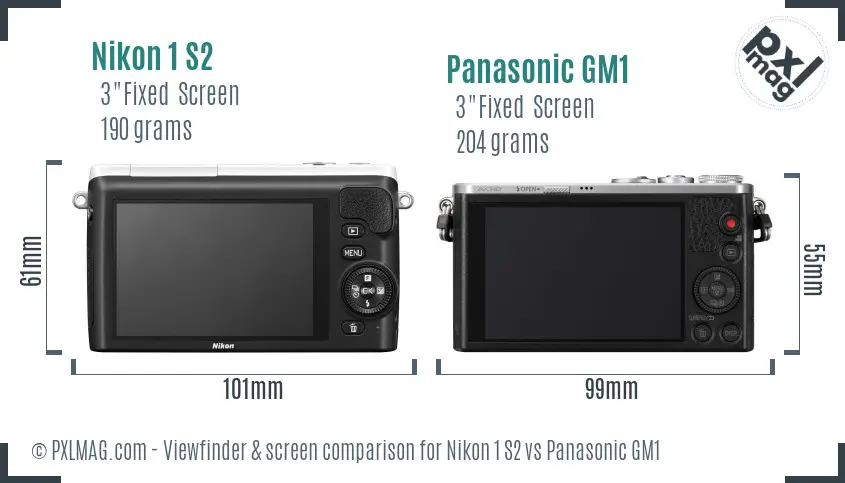 Nikon 1 S2 vs Panasonic GM1 Screen and Viewfinder comparison