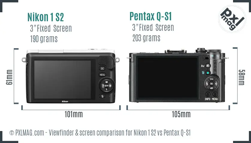 Nikon 1 S2 vs Pentax Q-S1 Screen and Viewfinder comparison