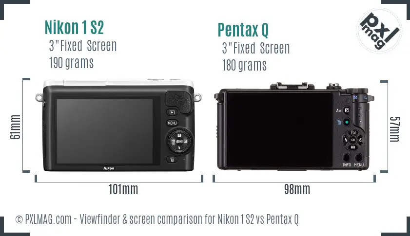 Nikon 1 S2 vs Pentax Q Screen and Viewfinder comparison