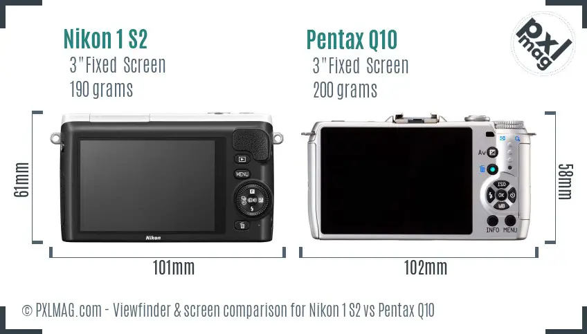 Nikon 1 S2 vs Pentax Q10 Screen and Viewfinder comparison