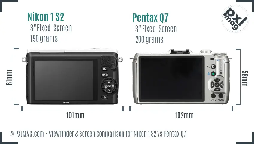 Nikon 1 S2 vs Pentax Q7 Screen and Viewfinder comparison