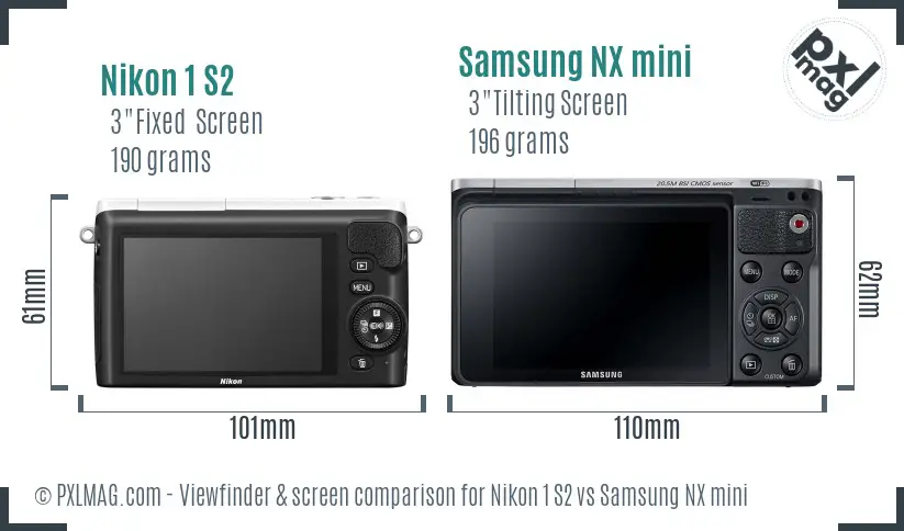 Nikon 1 S2 vs Samsung NX mini Screen and Viewfinder comparison