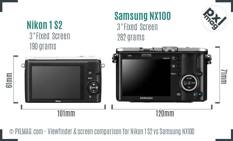 Nikon 1 S2 vs Samsung NX100 Screen and Viewfinder comparison