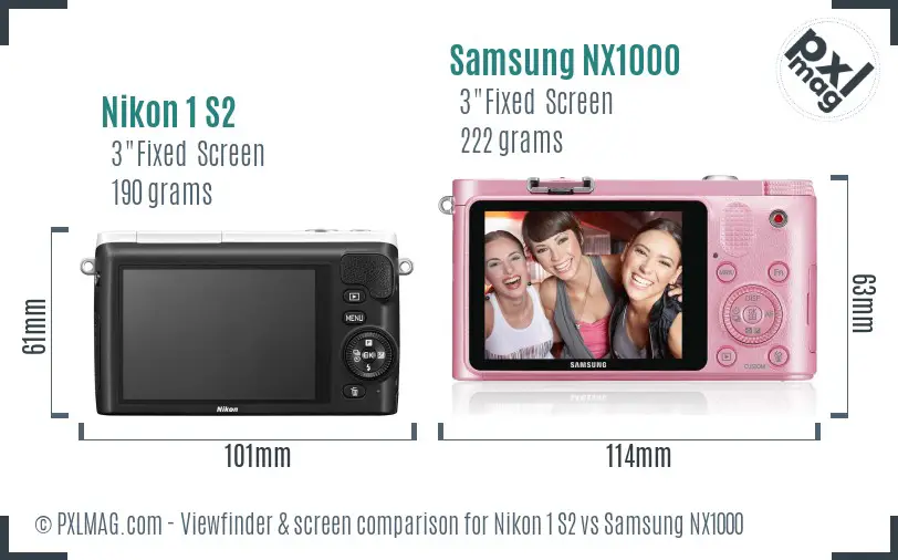 Nikon 1 S2 vs Samsung NX1000 Screen and Viewfinder comparison