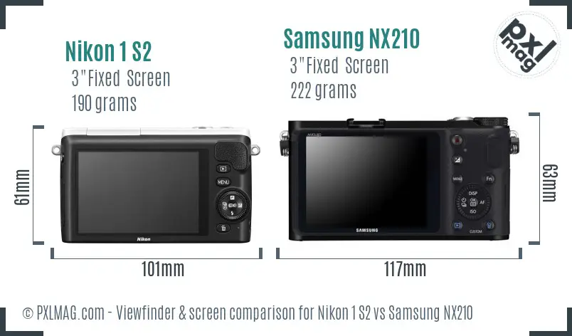 Nikon 1 S2 vs Samsung NX210 Screen and Viewfinder comparison