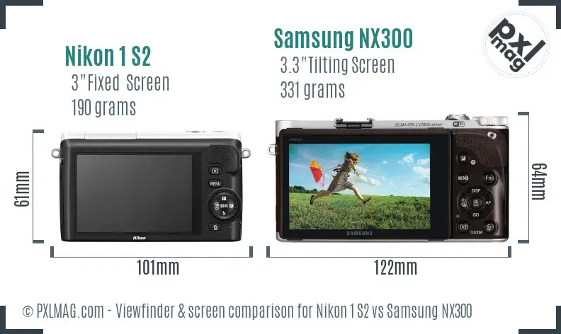 Nikon 1 S2 vs Samsung NX300 Screen and Viewfinder comparison Nikon 1 S2 vs Samsung NX300 Screen and Viewfinder comparison