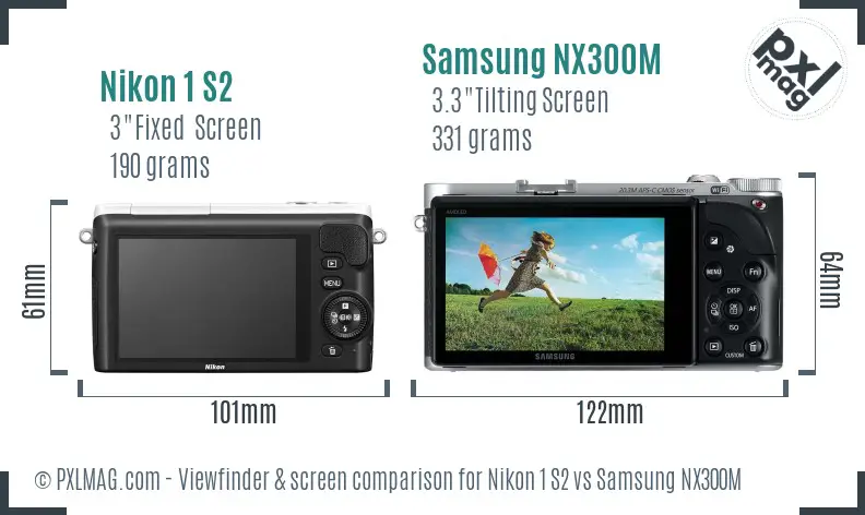 Nikon 1 S2 vs Samsung NX300M Screen and Viewfinder comparison