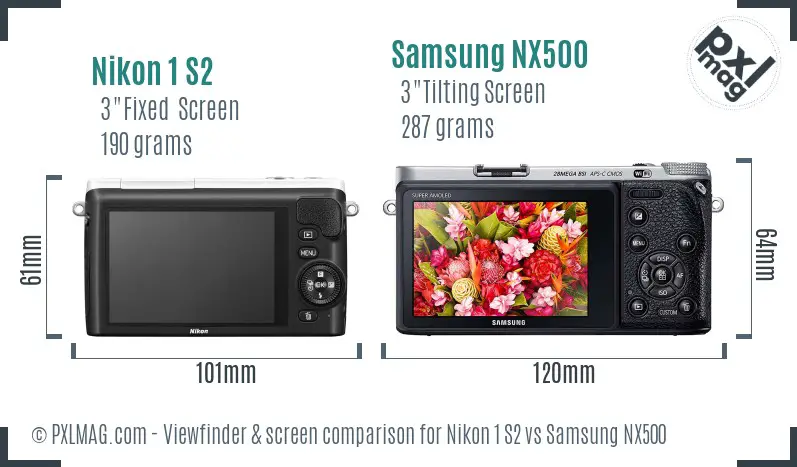 Nikon 1 S2 vs Samsung NX500 Screen and Viewfinder comparison