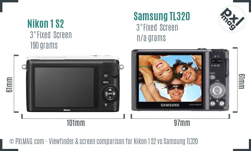 Nikon 1 S2 vs Samsung TL320 Screen and Viewfinder comparison