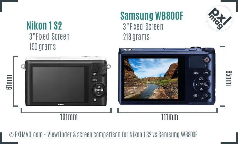 Nikon 1 S2 vs Samsung WB800F Screen and Viewfinder comparison