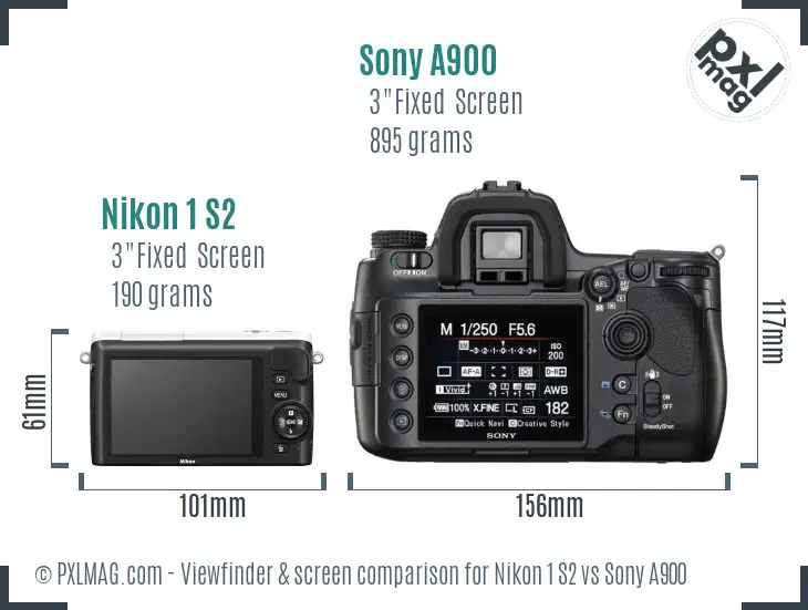 Nikon 1 S2 vs Sony A900 Screen and Viewfinder comparison