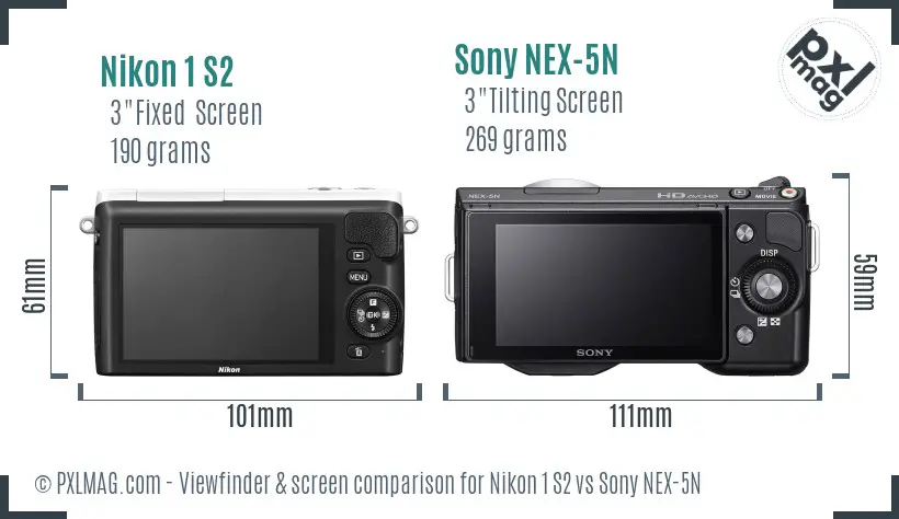 Nikon 1 S2 vs Sony NEX-5N Screen and Viewfinder comparison Nikon 1 S2 vs Sony NEX-5N Screen and Viewfinder comparison
