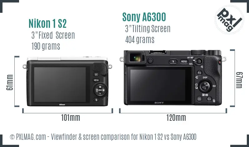 Nikon 1 S2 vs Sony A6300 Screen and Viewfinder comparison