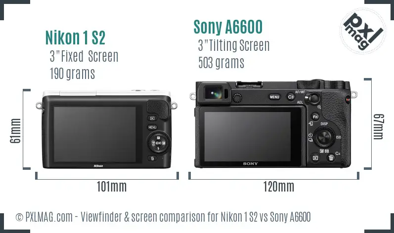 Nikon 1 S2 vs Sony A6600 Screen and Viewfinder comparison