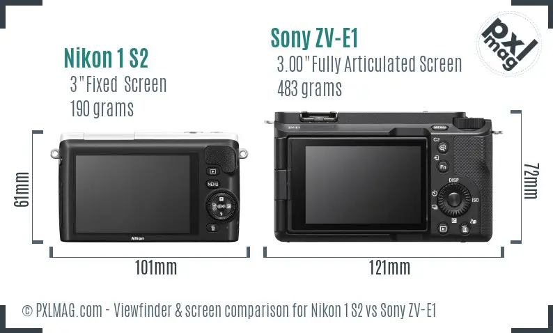 Nikon 1 S2 vs Sony ZV-E1 Screen and Viewfinder comparison