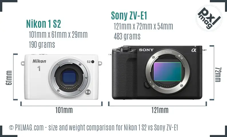 Nikon 1 S2 vs Sony ZV-E1 size comparison