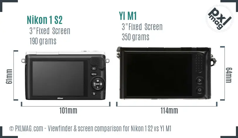 Nikon 1 S2 vs YI M1 Screen and Viewfinder comparison
