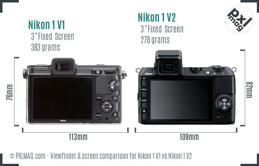 Nikon 1 V1 vs Nikon 1 V2 Screen and Viewfinder comparison