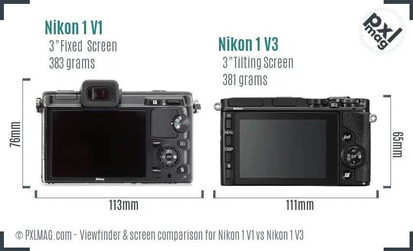 Nikon 1 V1 vs Nikon 1 V3 Screen and Viewfinder comparison