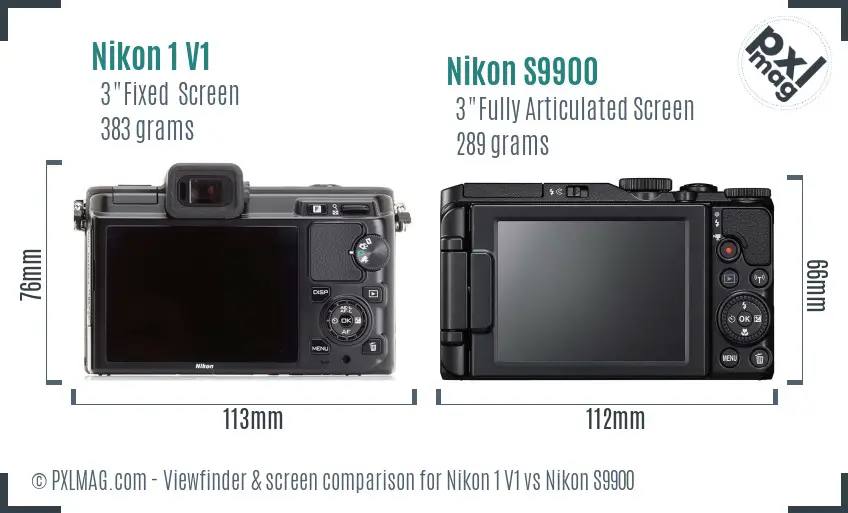 Nikon 1 V1 vs Nikon S9900 Screen and Viewfinder comparison