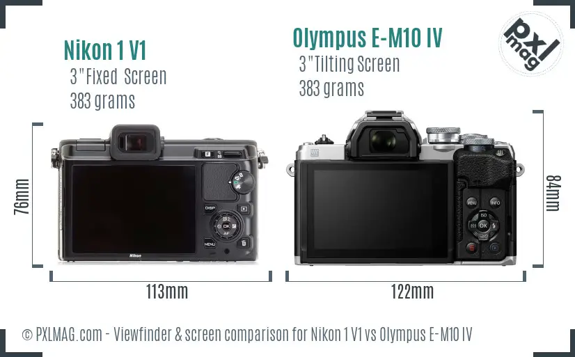 Nikon 1 V1 vs Olympus E-M10 IV Screen and Viewfinder comparison Nikon 1 V1 vs Olympus E-M10 IV Screen and Viewfinder comparison