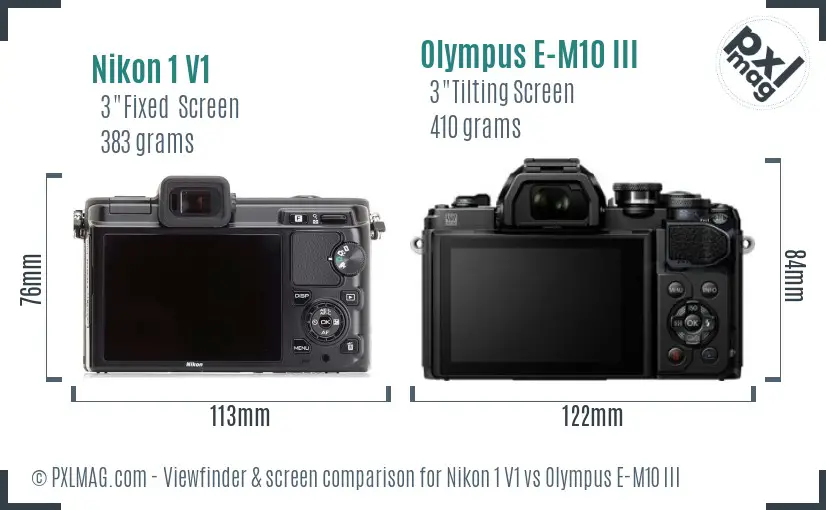 Nikon 1 V1 vs Olympus E-M10 III Screen and Viewfinder comparison Nikon 1 V1 vs Olympus E-M10 III Screen and Viewfinder comparison