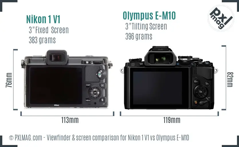 Nikon 1 V1 vs Olympus E-M10 Screen and Viewfinder comparison