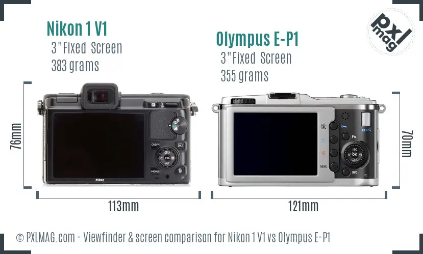Nikon 1 V1 vs Olympus E-P1 Screen and Viewfinder comparison
