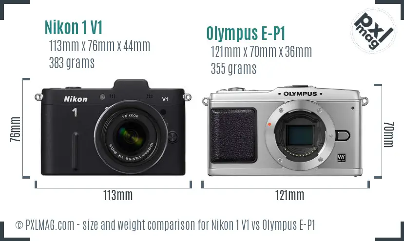 Nikon 1 V1 vs Olympus E-P1 size comparison