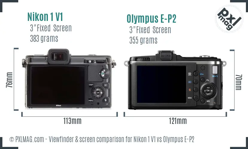 Nikon 1 V1 vs Olympus E-P2 Screen and Viewfinder comparison
