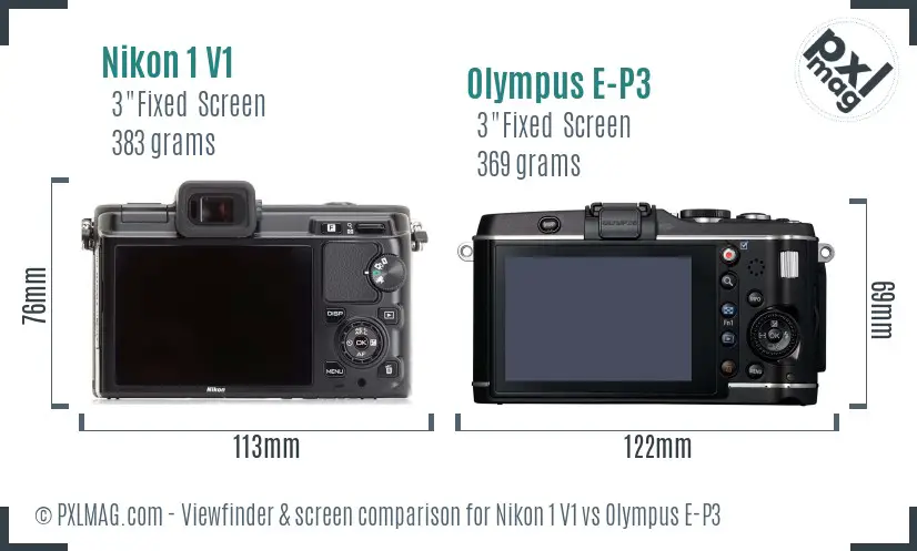 Nikon 1 V1 vs Olympus E-P3 Screen and Viewfinder comparison