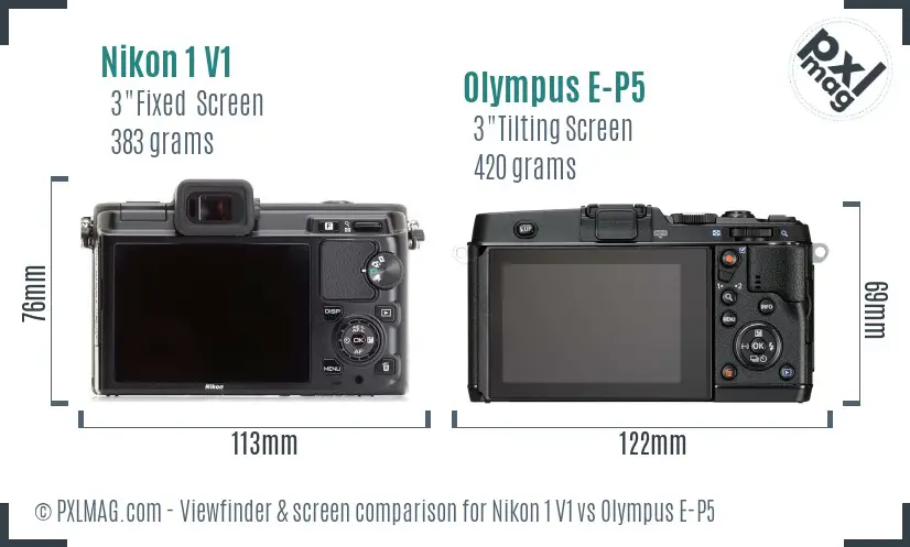 Nikon 1 V1 vs Olympus E-P5 Screen and Viewfinder comparison