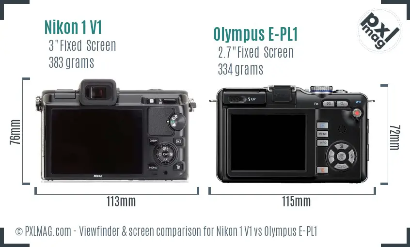 Nikon 1 V1 vs Olympus E-PL1 Screen and Viewfinder comparison