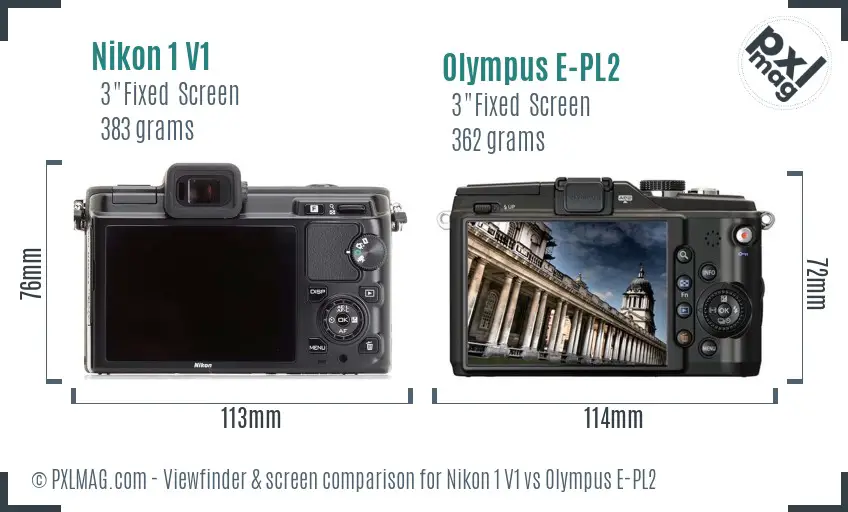 Nikon 1 V1 vs Olympus E-PL2 Screen and Viewfinder comparison Nikon 1 V1 vs Olympus E-PL2 Screen and Viewfinder comparison