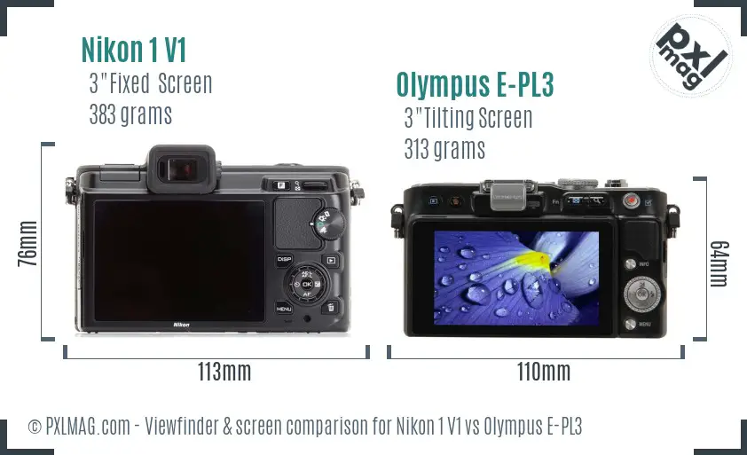 Nikon 1 V1 vs Olympus E-PL3 Screen and Viewfinder comparison Nikon 1 V1 vs Olympus E-PL3 Screen and Viewfinder comparison