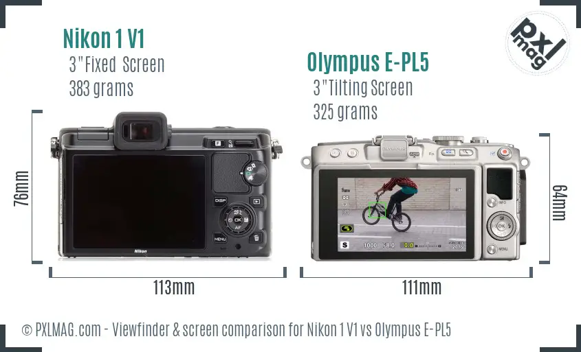 Nikon 1 V1 vs Olympus E-PL5 Screen and Viewfinder comparison