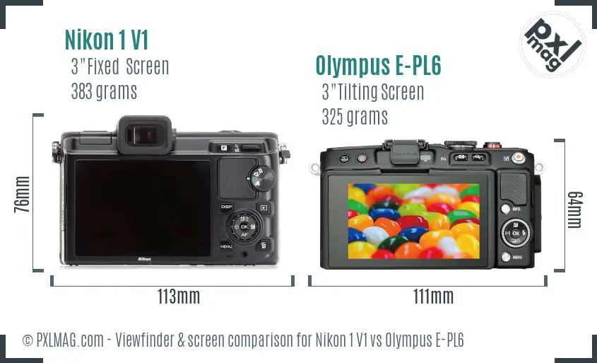 Nikon 1 V1 vs Olympus E-PL6 Screen and Viewfinder comparison