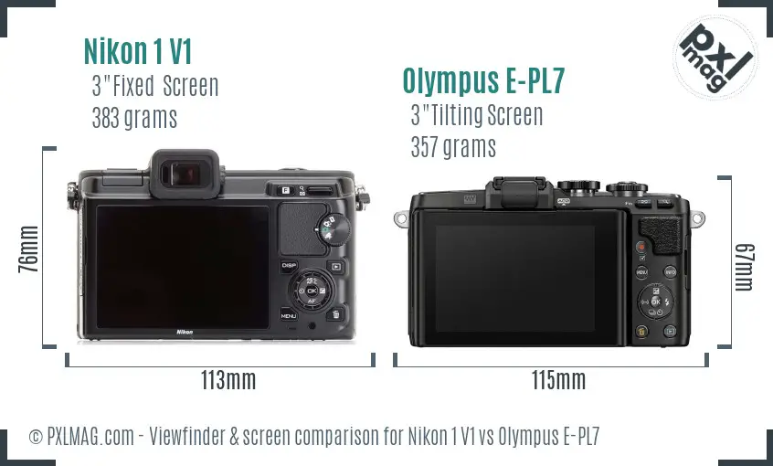 Nikon 1 V1 vs Olympus E-PL7 Screen and Viewfinder comparison