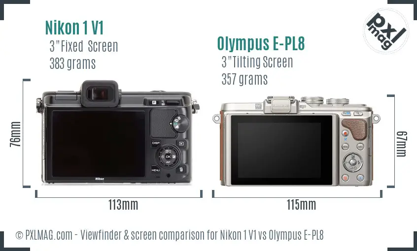 Nikon 1 V1 vs Olympus E-PL8 Screen and Viewfinder comparison