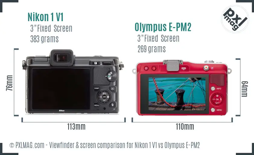 Nikon 1 V1 vs Olympus E-PM2 Screen and Viewfinder comparison