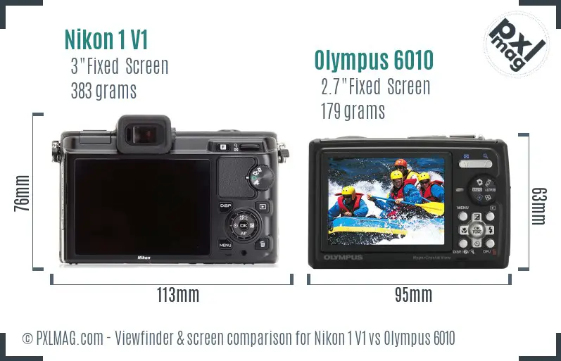 Nikon 1 V1 vs Olympus 6010 Screen and Viewfinder comparison Nikon 1 V1 vs Olympus 6010 Screen and Viewfinder comparison