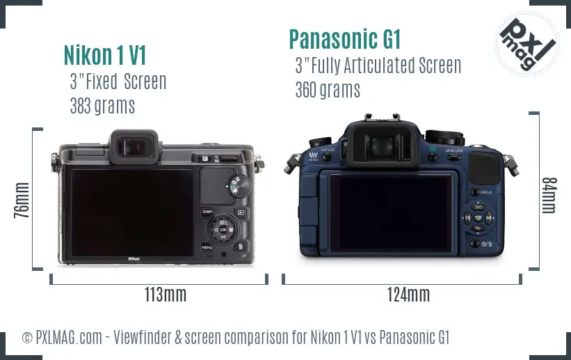 Nikon 1 V1 vs Panasonic G1 Screen and Viewfinder comparison