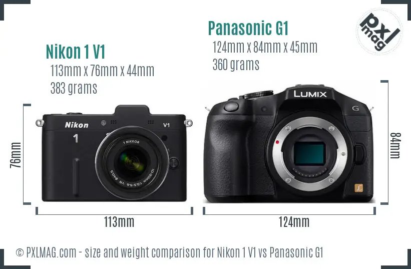 Nikon 1 V1 vs Panasonic G1 size comparison