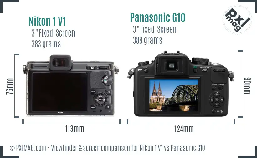 Nikon 1 V1 vs Panasonic G10 Screen and Viewfinder comparison Nikon 1 V1 vs Panasonic G10 Screen and Viewfinder comparison