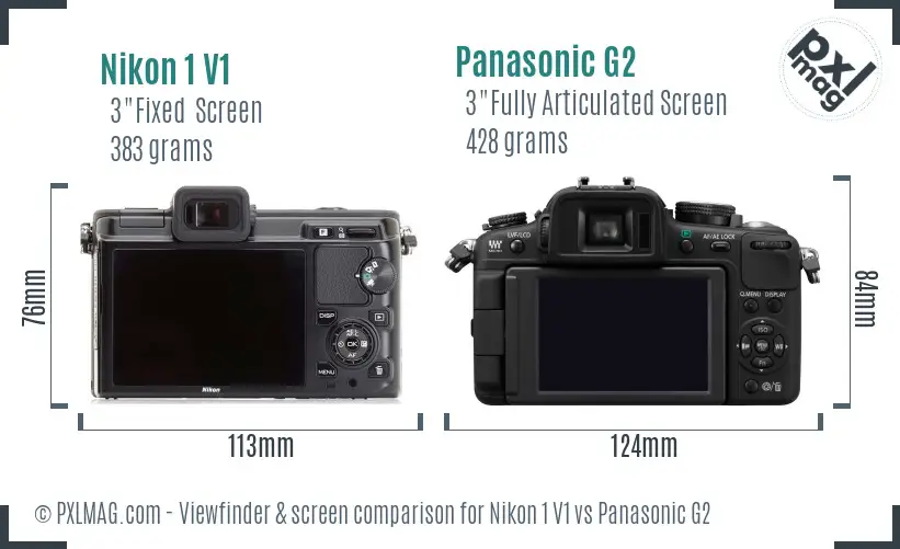 Nikon 1 V1 vs Panasonic G2 Screen and Viewfinder comparison