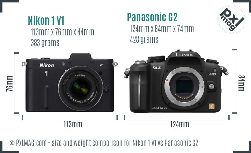 Nikon 1 V1 vs Panasonic G2 size comparison